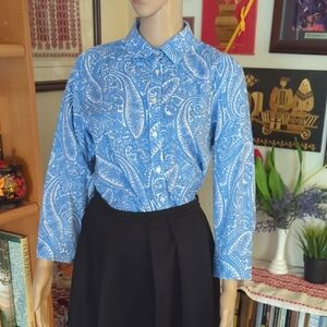 Talbots Blue and White Paisley Shirt